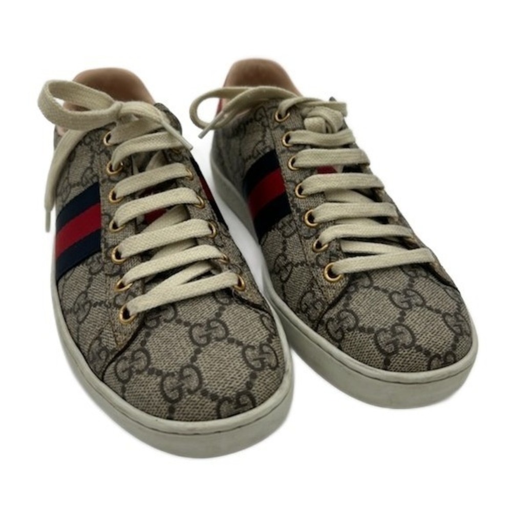 Gucci Women's Size‎ 36 US 6 GG Supreme Canvas Ace Sneakers Red Blue Stripe Logo